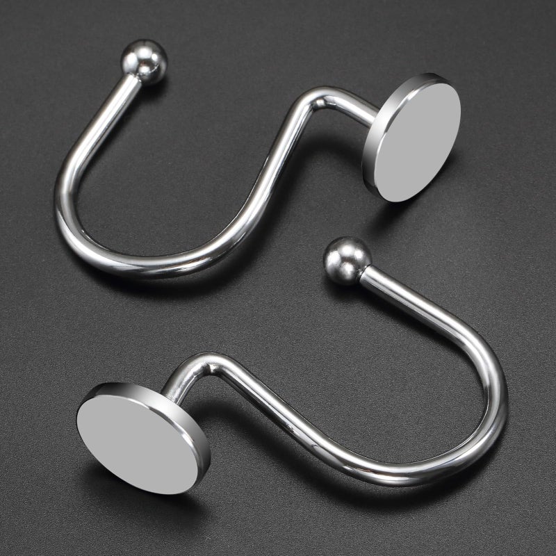 ZESLMG Shower Curtain Hooks, Chrome Shower Curtain Rings Rustproof Metal Round Decorative Shower Hooks Rings for Bathroom Shower Rods Curtains, Set of 12 Heavy Duty Solid Hooks - Image 3